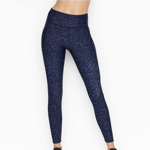 Victoria's Secret Pants - Victoria’s Secret High Waist 7/8 Tight Legging Size Medium Navy Blue Black Zebra